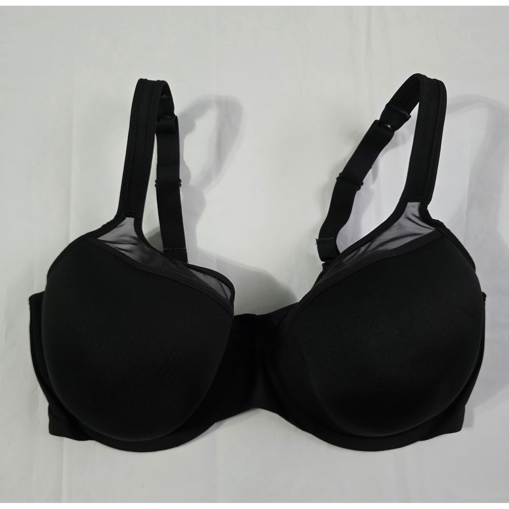 Bali One Smooth U & HSIA Minimizer Bra Lot Black 40D Underwire Mesh Trim 2pc - Picture 3 of 16